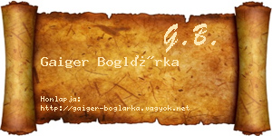 Gaiger Boglárka névjegykártya